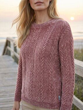 Orvis Dusty Rose Chenille Crew Pullover Sweater Medium